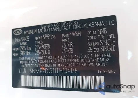 2026 Hyundai Santa Fe Hybrid Sel z USA, uszkodzony, nr VIN 5NMP2DG11TH104175